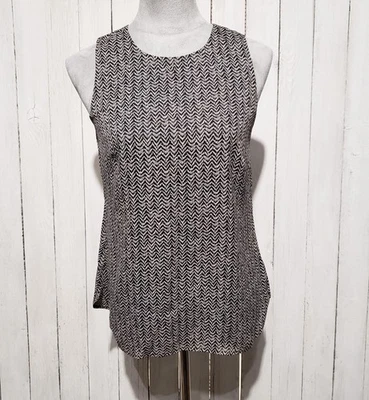 NUEVO Top Loft XS Negro Beige Espiga Blusa Carrera Neutro Clásico Minimalista Foto 1 de 4