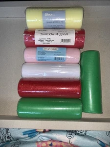 Vintage Tulle 6" X 25 Yds 6 New Spools Several Colors, 7 Spools - Picture 1 of 12