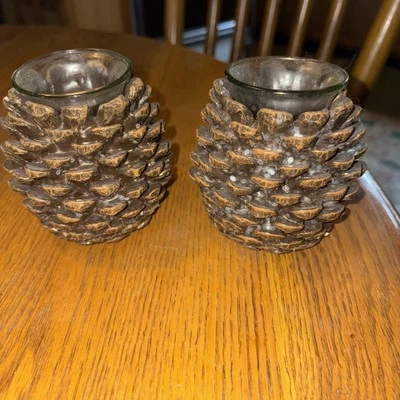 "Juego de 2 candelabros votivos piña 4"" X 3""" Foto 1 de 3