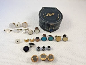 Vintage assortment of Shirt Studs with leather horseshoe stud box - Picture 1 of 14