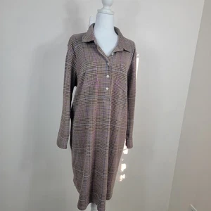 Lands End Light Academia Shirt Dress 2X 3/4 Button Down Pockets Preppy Old Money - Picture 1 of 7