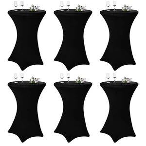 6 Pack Spandex Stretch Square Corners Tablecloth 32"x43" Black Fitted High To... - Picture 1 of 8