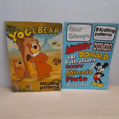 Vintage Yogi Bear & Mickey Mouse Knitting Patterns  x8 Walt Disney Pluto Donald - Image 1 of 4