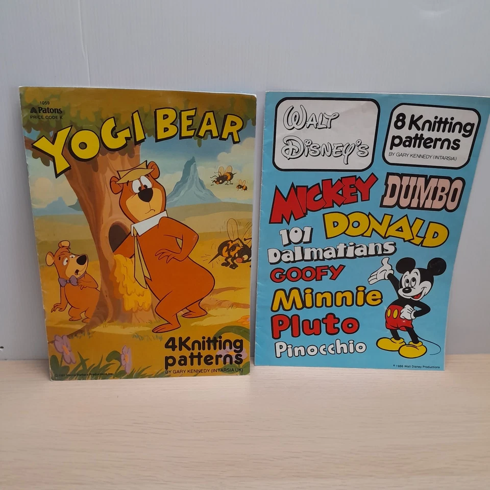 Vintage Yogi Bear & Mickey Mouse Knitting Patterns  x8 Walt Disney Pluto Donald - Image 1 of 4
