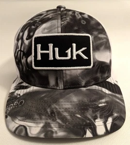 Baseballmütze Kappe Huk Performance Angeln grau Tarnmuster/weiß Netz Trucker Druckknopflasche - Bild 1 von 9