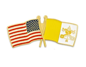 USA AND VATICAN CITY FLAG LAPEL PIN - Picture 1 of 1