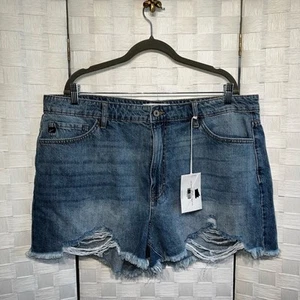 Kancan Women’s High Rise Denim Distressed Mom Shorts Women’s Plus Size 2XL - Picture 1 of 10