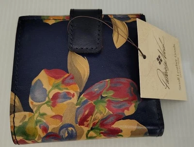 Cartera PATRICIA NASH Cuero Astra Plegable Le Fleur Azul Marino Multi Estampado Nueva con Etiquetas $99 Foto 1 de 4