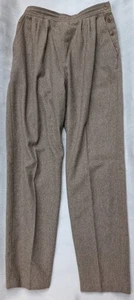 Vtg Chaus Wmns Tapered Pleated Taupe High Waisted Wool Pants Trousers Sz 12 - Picture 1 of 7