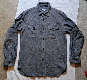 Steven Alan Men’s Shirt Medium Gray Blue Wool/Linen/Silk/Nylon Tweed USA - Picture 1 of 10