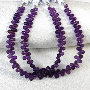 Natürlicher Amethyst Edelsteine 5x3 bis 7x5 mm Größe Facettiert Träne Perlen 7 Zoll Strang - Bild 1 von 7