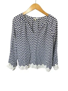 JOIE blau-weiß gestreift transparent 100% Seide Top Shirt Bluse Knopf Karriere Gr. XS - Bild 1 von 4