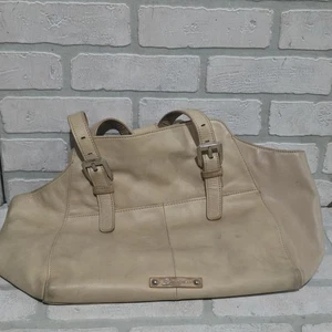 Cartera/bolso de mano de cuero mantecoso crema B. Makowsky forro de leopardo precio de venta sugerido por el fabricante 268 USD - Imagen 1 de 13