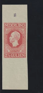 Netherlands Issue of 1913 - 2 1/2 Guilder (NVPH 99) PL# Color Proof - Vermilion - Picture 1 of 2