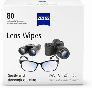 ZEISS Salviette Pulizia Lenti Pre-Umidificate, 80 Conteggi 80 (Confezione da 1), Bianco - Foto 1 di 8