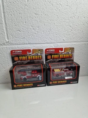 Pair Of Corgi Fire Heroes Mack B Open Pumper + Ladder Model Collectable 2 Models - Image 1 of 4