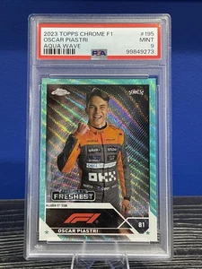 2023 Topps Chrome Formula 1 Oscar Piastri Freshest #195 Aqua Wave 105/150 PSA 9 - Picture 1 of 3
