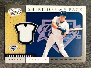 2005 Leaf Sean Burroughs Shirt Off My Back Game Used Worn Jersey Relic Card - Picture 1 of 2
