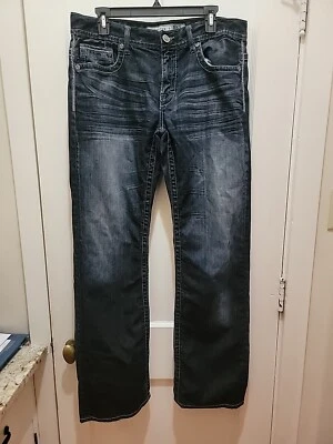 Jeans BKE para hombre 34x33 azul Carter recto tiro bajo lavado oscuro elástico denim.  Usado en excelente estado Foto 1 de 4