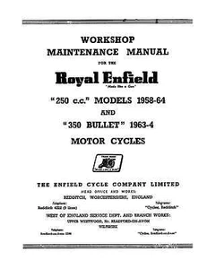 (1078) Royal Enfield Spring Frame 250-350cc workshop manual - Picture 1 of 1