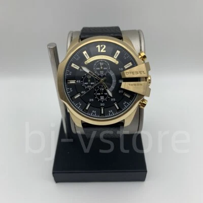 Reloj para hombre Diesel DZ4344 Mega Chief cronógrafo caja dorada correa de cuero negro Foto 1 de 4