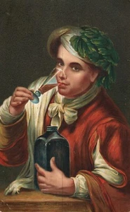 A Boy Drinking 1908 Artist Signed Murillo National Gallery Postcard   - Picture 1 of 1