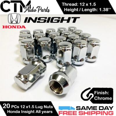 20PC CHROME 12X1.5 BULGE ACORN CLOSED END REPLACEMENT LUG NUTS FOR HONDA INSIGHT - Image 1 of 3
