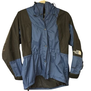 North Face Jacket Blue 90s Vtg Mountain Guide GORE-TEX Coat Size Medium Hood GUC - Picture 1 of 19