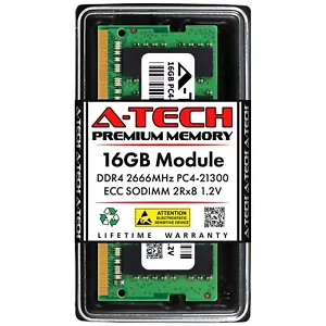 A-Tech 16GB PC4-21300 ECC SODIMM DDR4 2666 MHz ECC Unbuffered Server Memory RAM - Picture 1 of 5