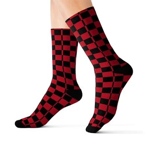 Charisma Girls Checker Board Red version 2 Sublimation Socks - Picture 1 of 13