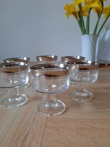Likörgläser mit Silberrand 6 Stück - Bild 1 von 5