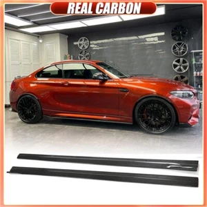 REAL CARBON Side Skirts Extension Lip Spoiler For BMW F87 M2 M2C Coupe 2016-2020 - Picture 1 of 12