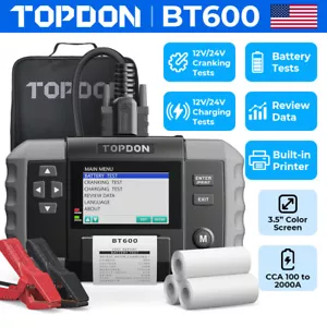🔥2025 TOPDON BT600 12V Automotive Battery Tester Analyzer with Built-in Printer - Picture 1 of 14
