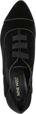 Nine West Women's Noceda Black Velvet Lace-Up Cap Toe Oxfords 10 New - Image 1 of 4