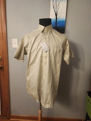 Camisa de vestir de manga corta sin arrugas Geoffrey Beene para hombre 15,5 nueva con etiquetas beige Foto 1 de 4