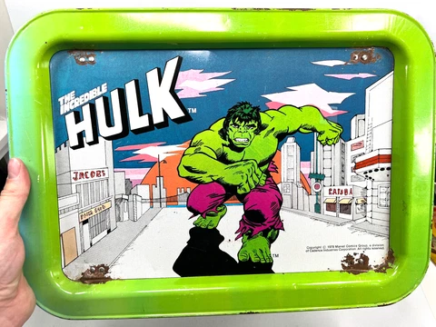 vtg 1979 Marvel Incredible Hulk Tin Litho TV Tray toy action figure Cover