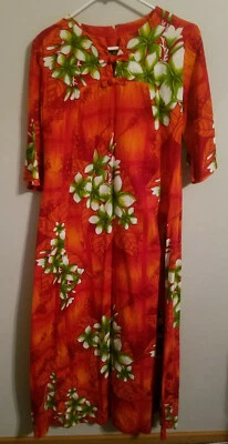 Vestido Vintage Sears Hawaiano Moda Psicodélico Años 60 Floral Años 70 Maxi Bolsillo Foto 1 de 4