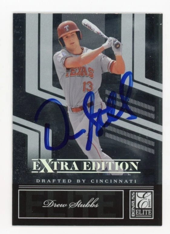 SIGNED BASEBALL CARD AUTO 2007 DONRUSS ELITE DREW STUBBS TEXAS LONGHORNS #19 - Image 1 of 1