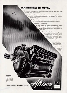 1943 Allison Flugzeugmotor Anzeige 23.10.2024b - Bild 1 von 1