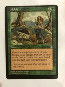 MTG MISPRINT MISCUT ERROR STRONGHOLD MULCH MAGIC THE GATHERING GREEN CARD COMMON - Picture 1 of 6