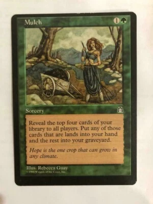 MTG MISPRINT MISCUT ERROR STRONGHOLD MULCH MAGIC THE GATHERING GREEN CARD COMMON - Image 1 of 4