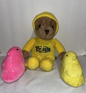 PEEPS Ostern Teddybär Plüsch gelb Kapuze Pyjama 11 Zoll Stofftier & Küken - Bild 1 von 10