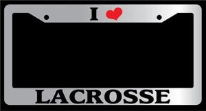 Chrome METAL License Plate Frame I HEART LACROSSE Auto Accessory - Picture 1 of 1