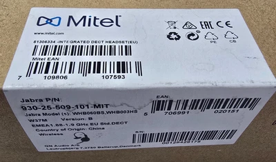 Jabra 930-25-509-101-MIT Mitel Integrated DECT Headset (EU) WHB060BS WHB003HS - Image 1 of 2