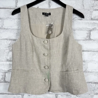 J.CREW   Women's Scoopneck Flax Linen-Blend Vest sz 6 BZ393 - Image 1 of 4