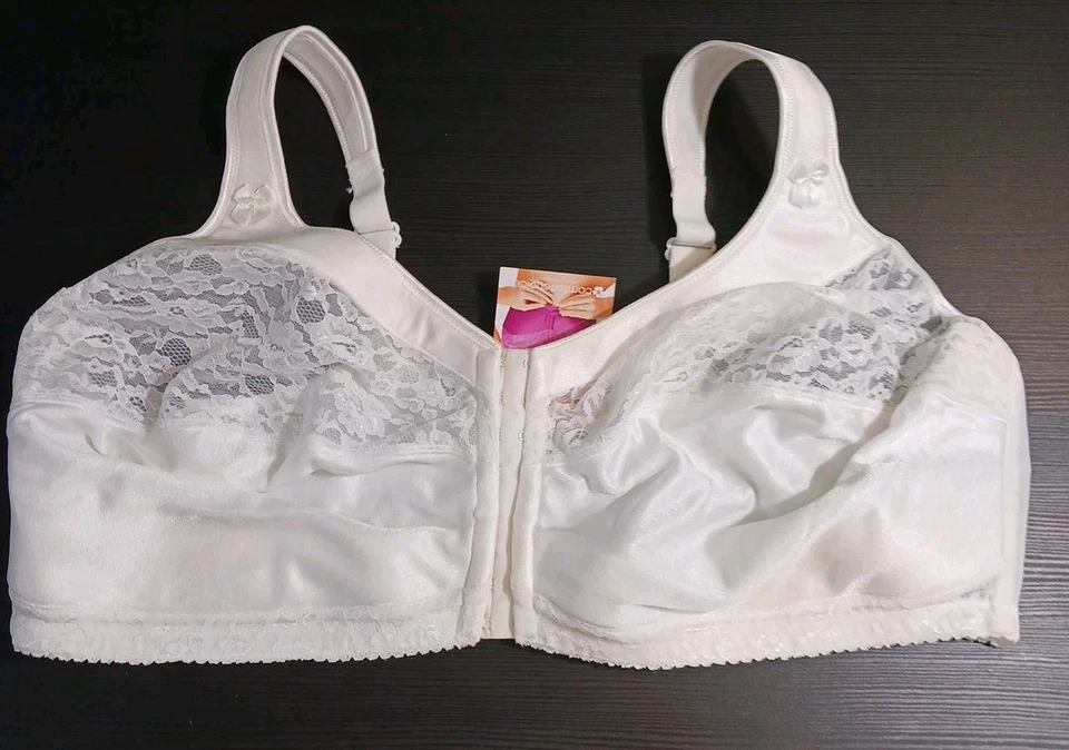 Sutiã Comfort Choice novo com etiquetas tamanho 54DD fácil realçador fechamento frontal branco  - Imagem 1 de 4