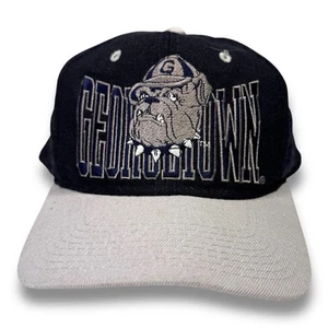Vintage 90s Georgetown Hoyas Bulldog Blockhead Snapback Hat Headmaster Blue - Bild 1 von 6