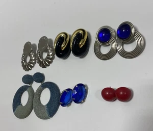 Lote único de 6 pares de pendientes gruesos llamativos años 80 de colección - Imagen 1 de 3