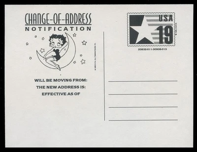 SCOTT #CVUX4-17, UPSS # PB3a2, VARIETY CAC003 - CHANGE OF ADDRESS, BETTY BOOP - Image 1 of 3