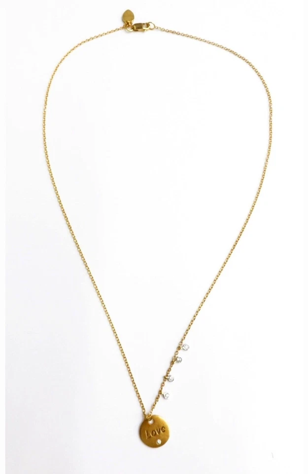 Meira T 14K Yellow Gold Love Necklace With Diamond Accent And 4 White Sapphires - Image 1 of 4